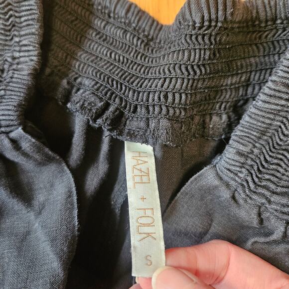 Hazel & Folk Amelia Pant Womens S Black Linen Wide Leg Tie Waist Culottes Boho - Picture 6 of 10